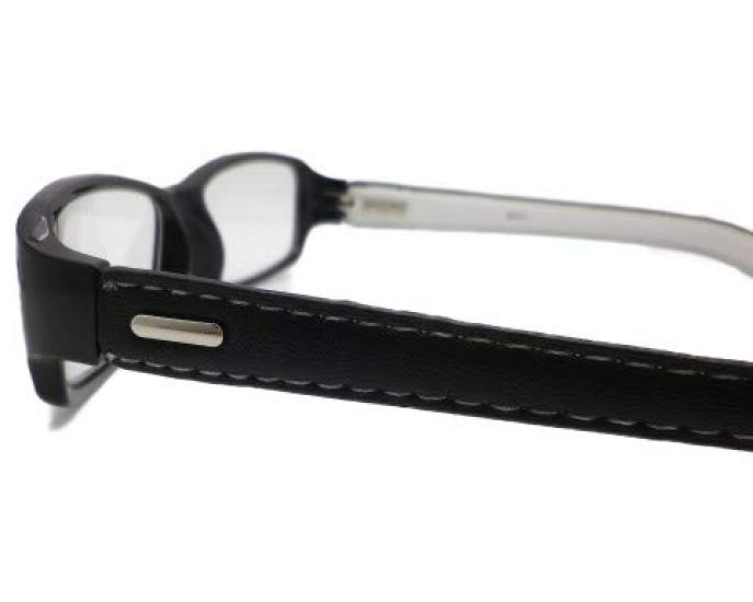 Stylish and Fashionable Reading Glasses with Leather GL01 Men's Glasses/senior Temples, Black, 2.50