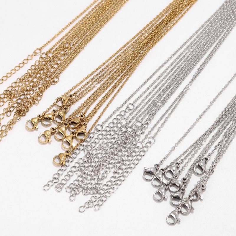 10pcs/lot 1.5mm Width O-chain Stainless Steel Flat Cable Chain Necklace for Bulk 45cm+5cm