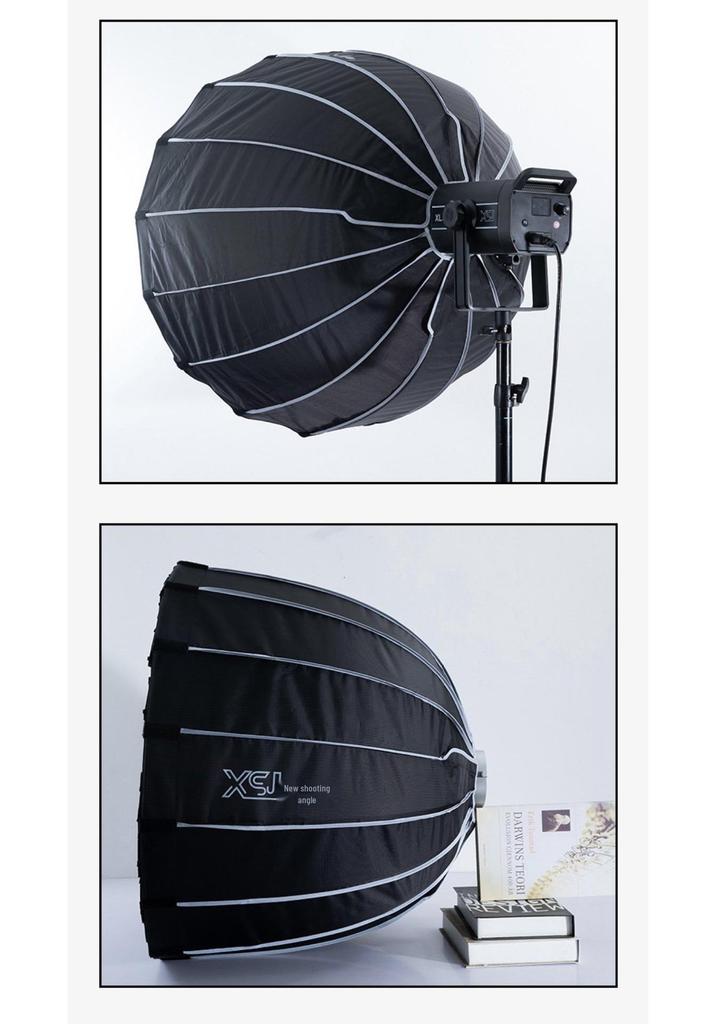 120CM Quick-Release Parabolic Softbox with Bowens Mount and Portable Honeycomb Grid Diffuser.