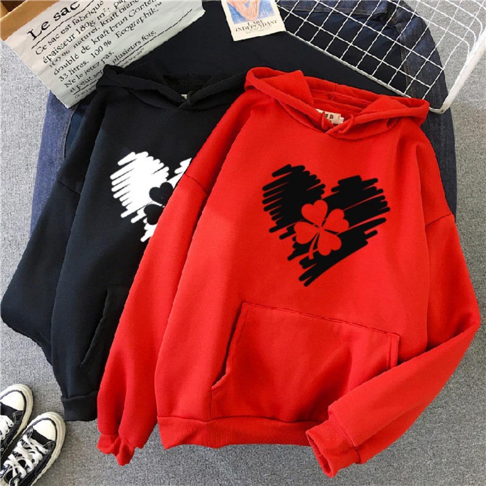 Letter Printed Hoodie Autumn and Winter Sweater Neutral Women's Casual Versatile Fleece Hooded Sweater Long Sleeve Clothing