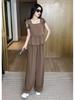 2024 Plus Size Ice Silk Women’s Stylish Summer Two-Piece Set with Wide-Leg Pants