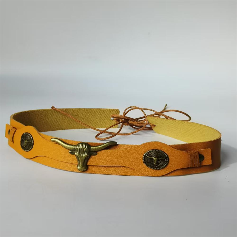 Enthic Hat Accessories Leather Belt For Hat Band Cowboy Hat Decoration Rivet Belt Straw Hat Band Bohemia Hat Accessory