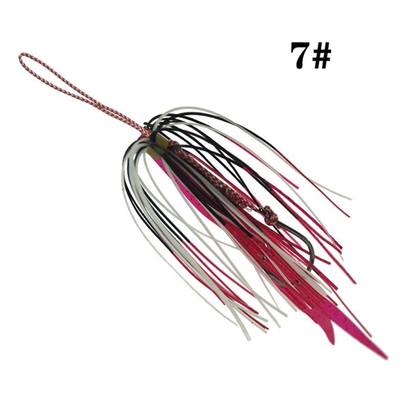 5er Pack Haken aus Kohlenstoffstahl mit doppeltem Jigging-Assist-Haken Salzwasser-Angelhaken Ersatzhaken Vertikale Jigs Köder Hakenset
