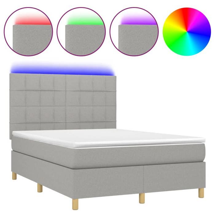 VidaXL Sommier à Lattes de Lit avec Matelas et LED, Lit Rembourré, Lit Double, Lit Adulte de Chambre à Coucher Intérieur, 3135437