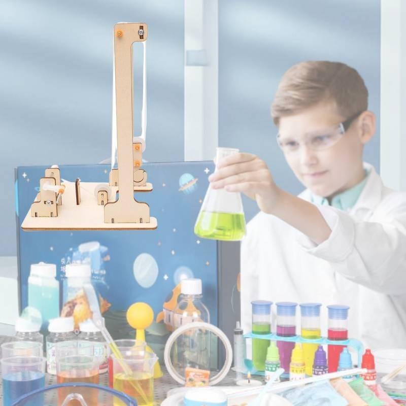 Creative Wooden Diy Hand-cranked Crane Kit For Elementary Students Stem Education