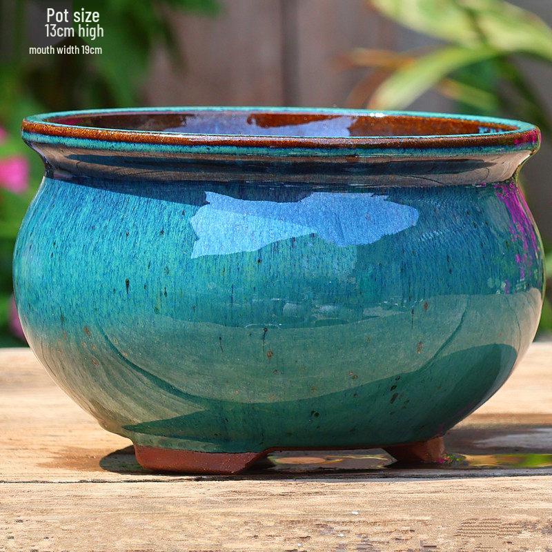 Stor Handgjord Keramik Kruka för Suckulenter och Grönska, Andningsbar Lerkruka i Lila Lera