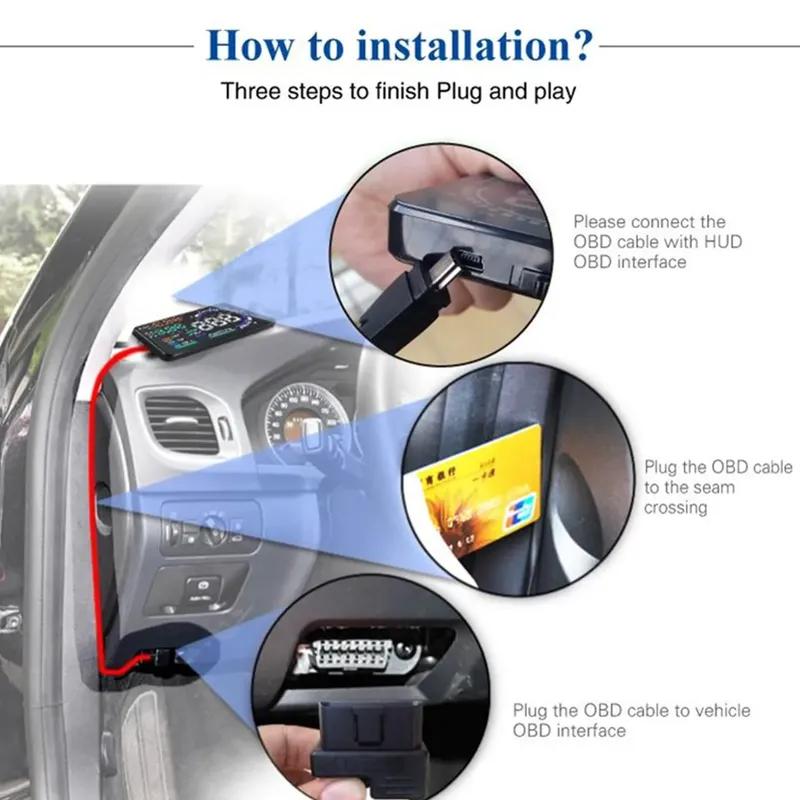 OBD2 for HUD Car Head Up Display Digital Speedometer Windshield Speed Projector Speeding Water Temp RPM Alarm Fuel Consumption