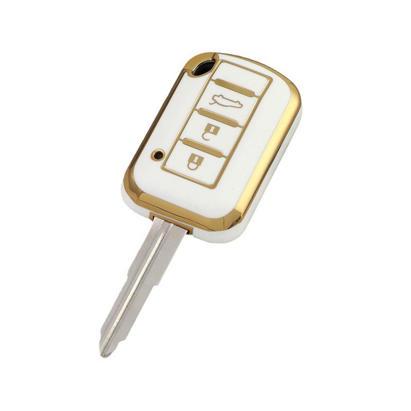 Gold-Edged Soft Rubber Key Cover for Mitsubishi Cars