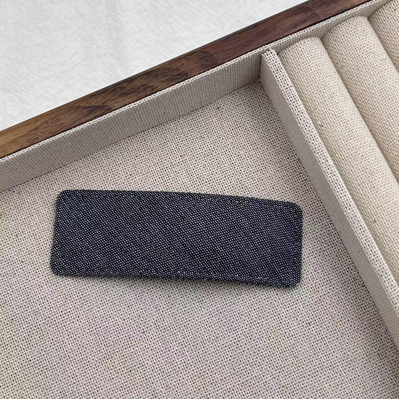 

Korean Style Denim Blue Bangs Hair Clip - Simple Geometric Fabric Hairpin for Girls