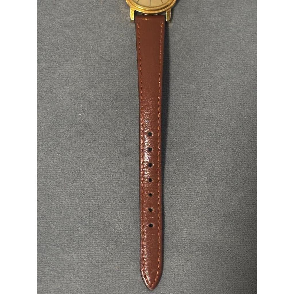 Used Operation OMEGA Omega ladies watch gold dial brown leather belt hand winding