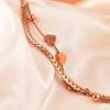 8MM Smooth Surface Heart 18K Gold Stainless Steel Double Layer Bracelet, Laser Engravable