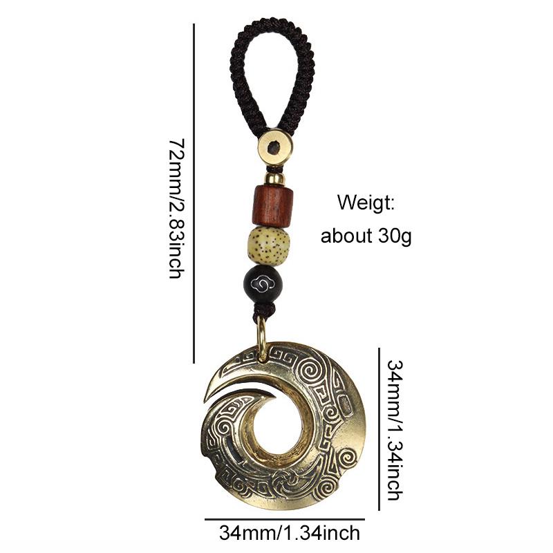 Chinese Good Luck Ring Brass Car Key Chain Pendant Jewelry Special Pattern Round Tag Mystical Eastern Power DIY Lanyard Hangings