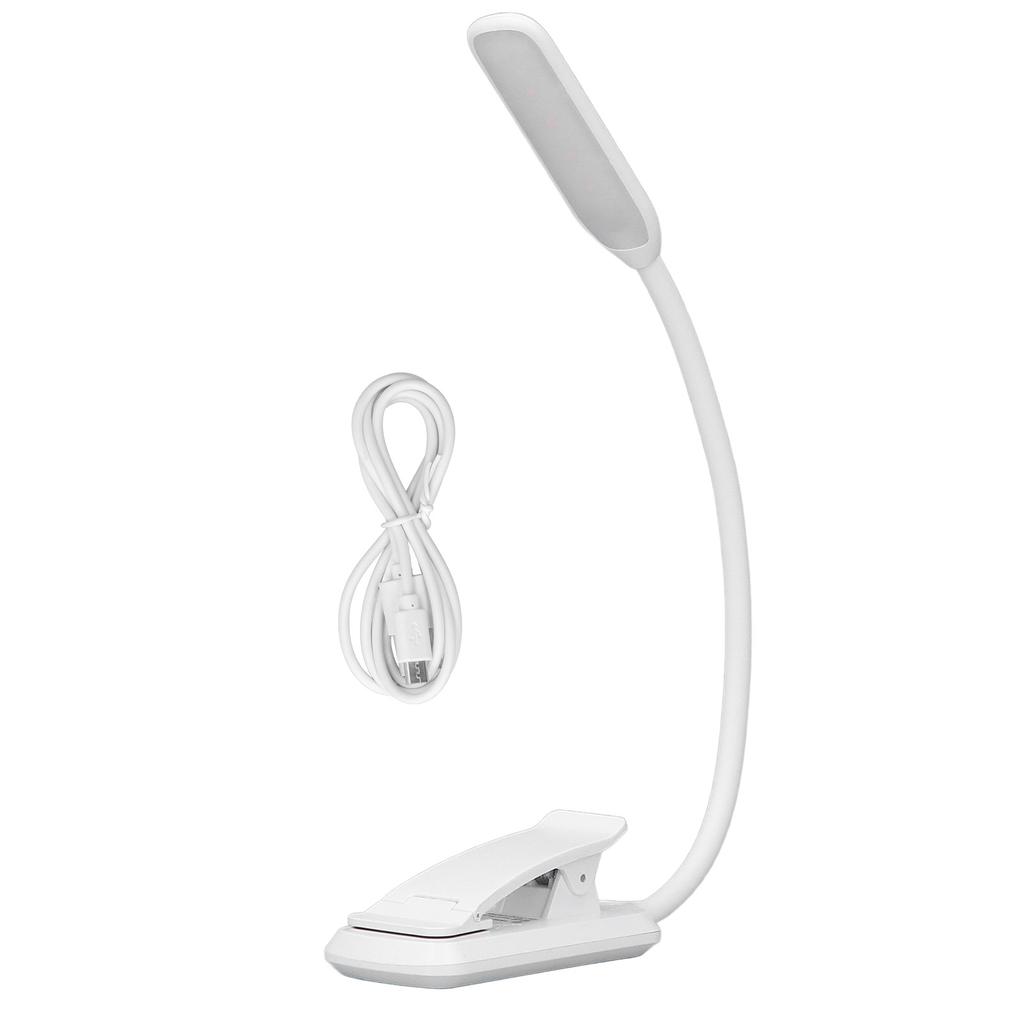 LED Desk Lamp Clip Design Three Level Adjustment Mini Foldable White USB Touch Table Light