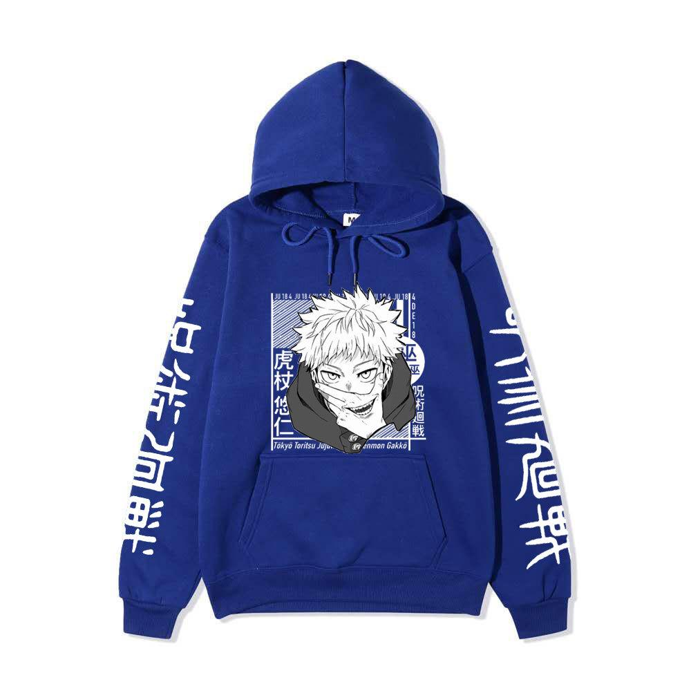 Jujutsu Kaisen Yuji Itadori  Japanese Printed Hooded Sweatshirt Unisex Fleece Warm Hoodie for Men Women Fall Winter Loose Casual Long Sleeve Pullover