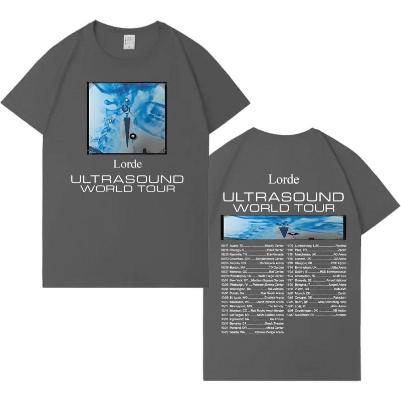 Singer Lorde Ultrasound World Tour Tee Men Women Hip Hop Tshirt Y2K Cotton Harajuku Tshrit High Street Pop Short Sleeve T Shirt