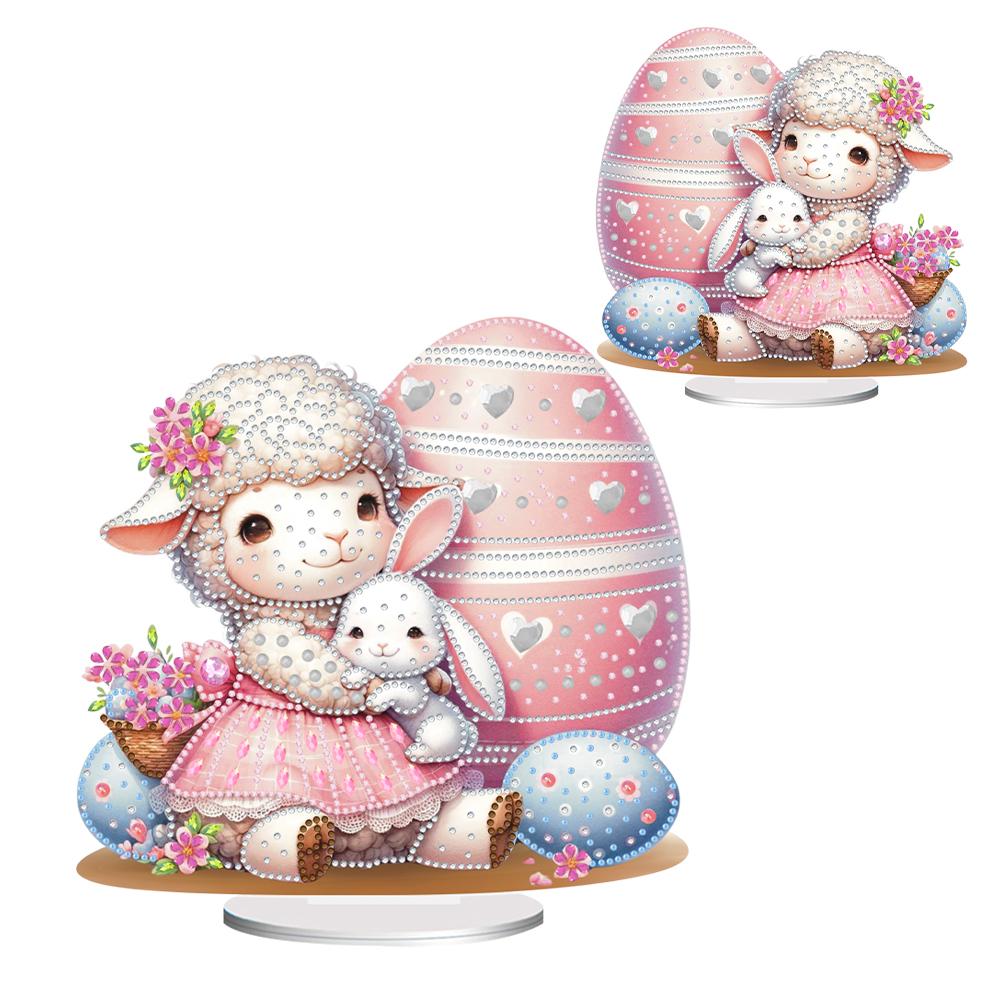 Easter Sheep Diamond Painting Tabletop Ornaments Kit Acrylic Special Shape Diamond Painting Desktop Decors Bedroom Table Decor