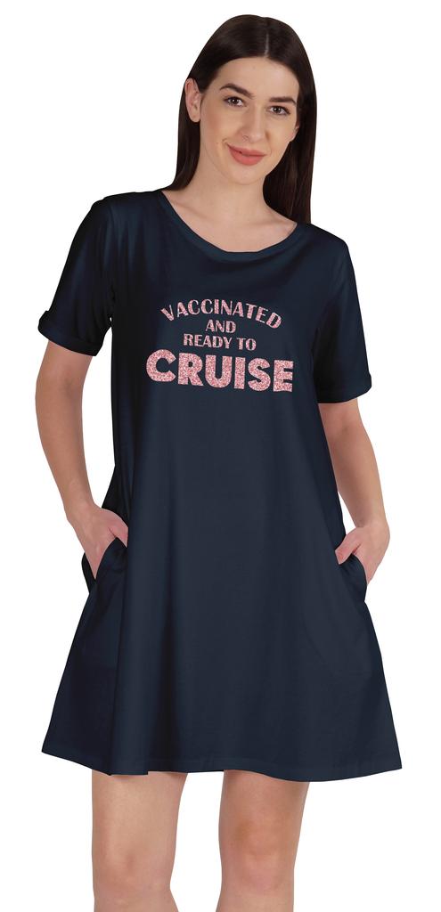 Inkmeso Vacinated And Ready To Cruise T-Shirt Casual Scoop Neck Tunic With