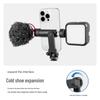 Rotating Dual Hot Shoe Phone Clip with Fill Light & Tripod Support