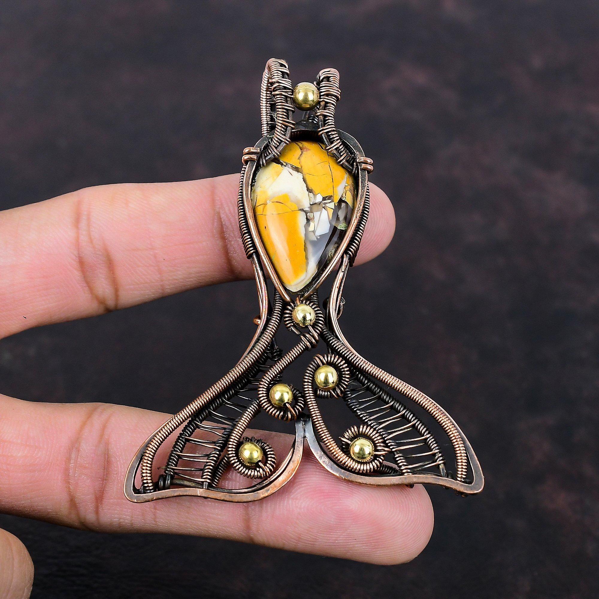 

Brecciated Mookaite Pendant Copper Wire Wrapped Fish Pendant Handmade Pendant Gemstone Copper Jewelry Unique Design Pendant Anniversary Gift