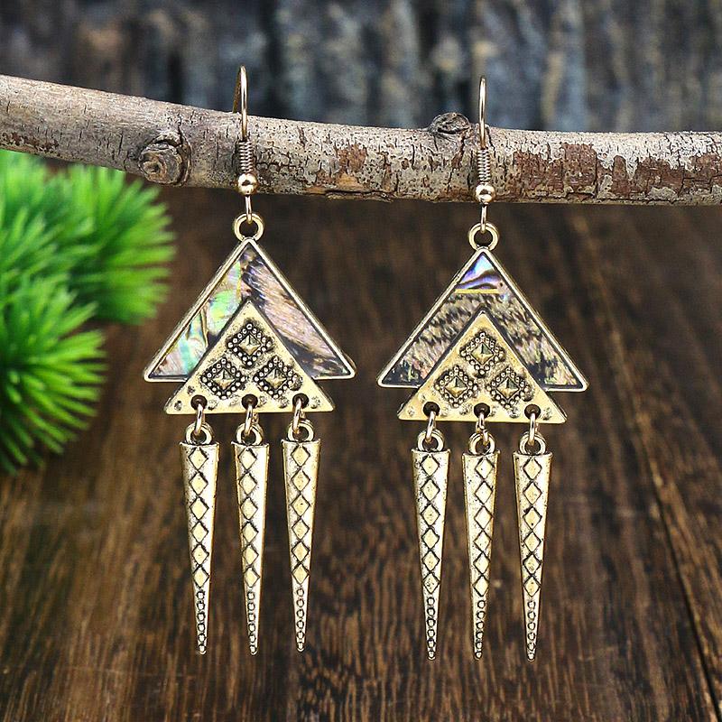 Vintage Ethnic Style Hollow Water Drop Pendant Earrings for Women Long Antique Silver Color Elegant Earring Jhumka Jewelry