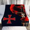 Medieval Knights Templar Patterns Blanket Retro Style Flannel Blanket Cosy Lazy Couch Cover Blanket Super Soft Sheet Mattresses