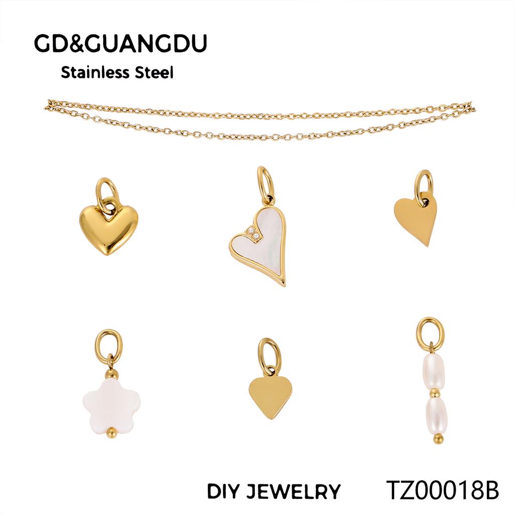 CARLIDANA Custom Jewelry Heart-shaped Tassel Stainless Steel Pearl Charms Set Creative Personality Chain Necklace for Women