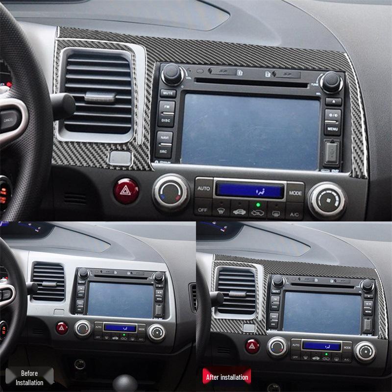 Honda 06-11 Civic Carbon Fiber Navigation Panel Decor Sticker