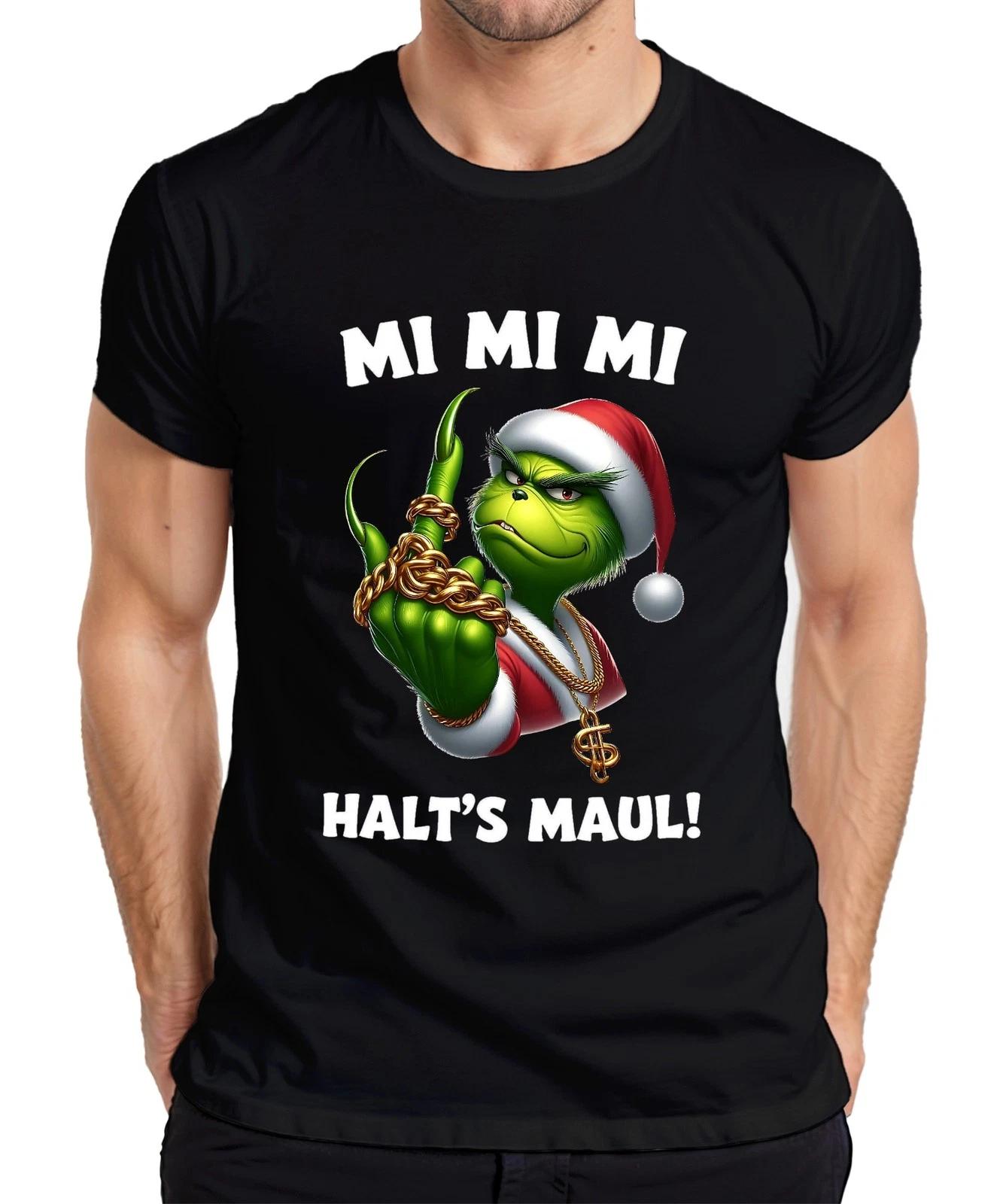 Grinch Weihnachtsgrinch MI MI MI HALT S MAUL Goldkette HipHop Herren T-Shirt S