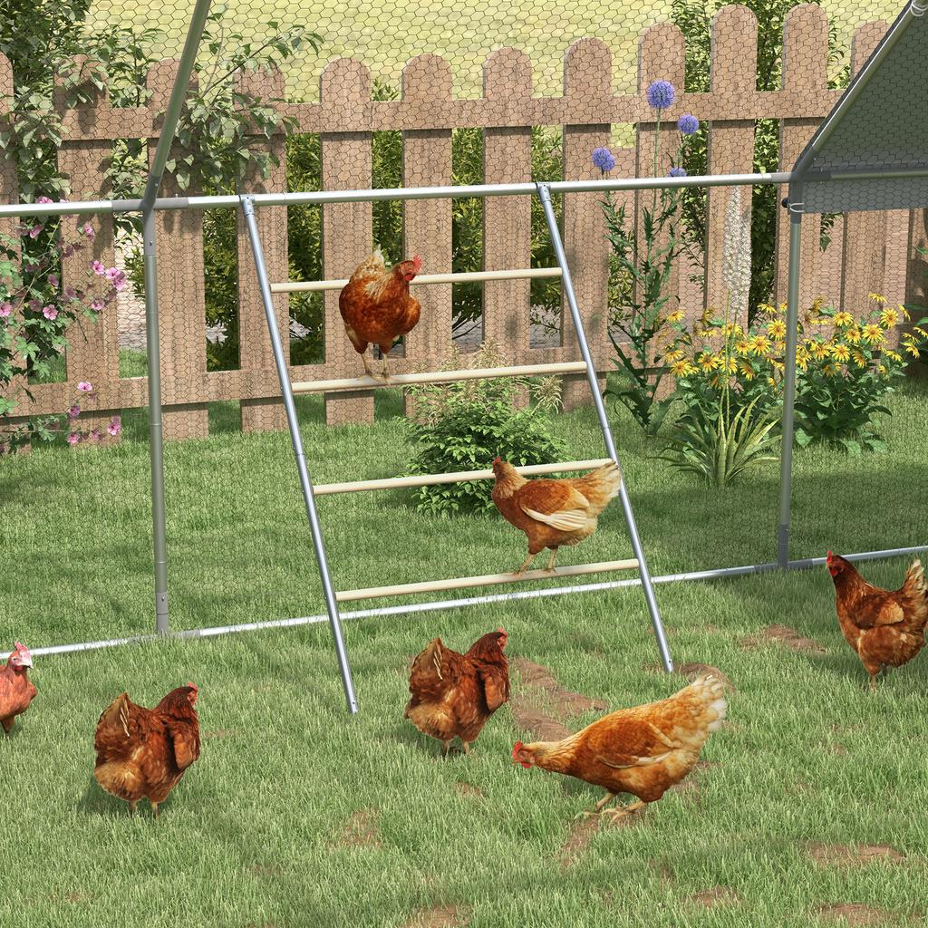 Chicken Perch for Coop, Wooden and Galvanised Steel Roosting Bar Jungle Gym, Chicken Roosting Ladder for Backyard Farm