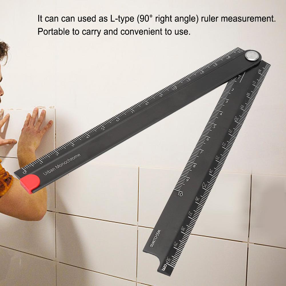 Rulers Folding Aluminum Alloy Ruler 0300mm Ruler Simple 90 Degrees Folding Metal Stationery Rule