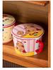 Cartoon Instant Noodle Bowl with Lid and Drain, Large Capacity, Cute Lunch Box for Students