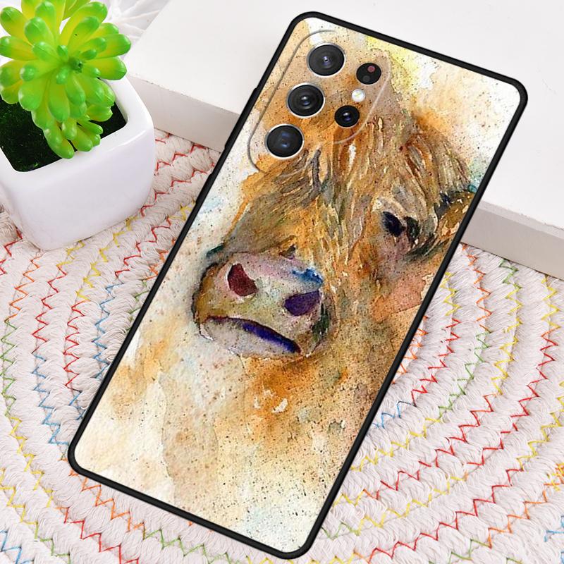 Animal cattle cow watercolor painting Phone Case for Samsung Galaxy note 10 pro S26 Ultra S23 S24 FE S25 S21 S22 PLUS Cove
