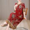 Plus Size Elegant Long Dresses for Women Clothes Loose Short Sleeve Vintage Summer Dress
