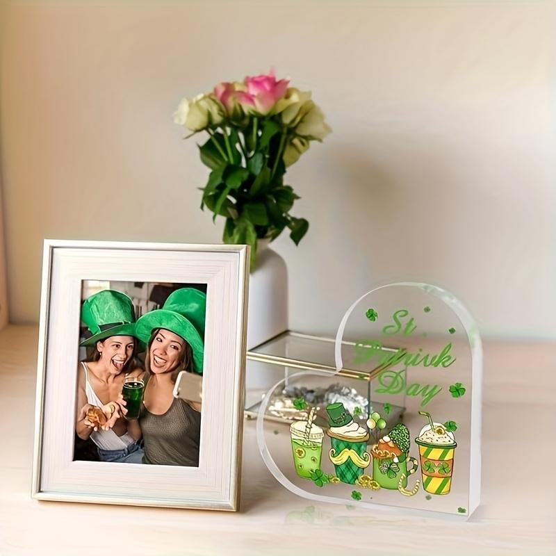 Vintage Acrylic Sign, St. Patrick's Day Gifts and Decorations for Tables, Desks, Shelves, Fireplaces In Living Room & Bedroom -Happy St. Patrick's Day
