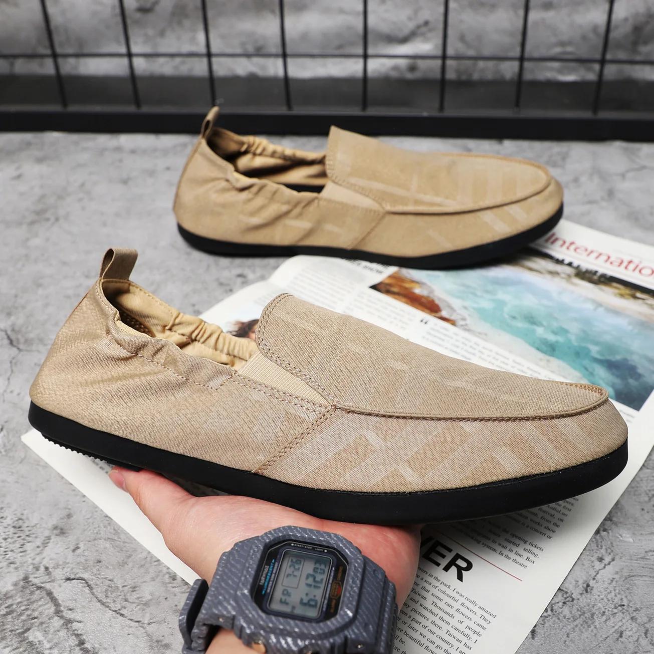 

Весна Осень Тканевые Туфли Мужские Лоферы Плоский Бренд Мужская Обувь Мягкая Крутая Молодежная Мужская Уличная Обувь D139 6.5 хаки