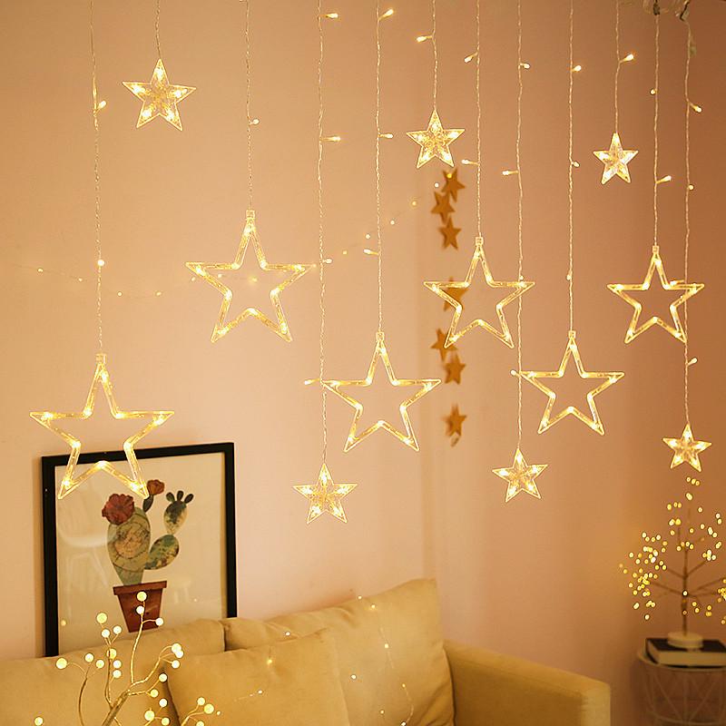 Solar-Powered LED Star String Lights for Outdoor Christmas Decorations