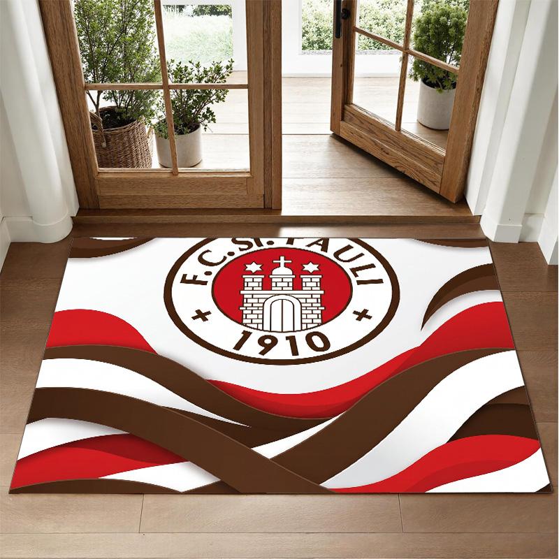 FC St. Pauli Football Design Crystal Velvet Rug Soft Decorative Mat for Bedroom Entrance