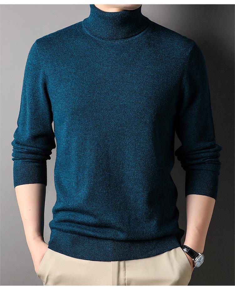 

Мужской свитер с высоким воротом из камвольной шерсти средней толщины, однотонный XXL (160-180 jin)