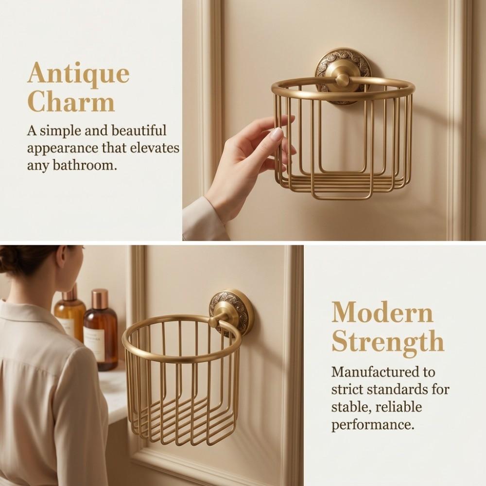 Copper Paper Towel Rack Brass Toilet Paper Holder Paper Holder Basket Bathroom Organization
