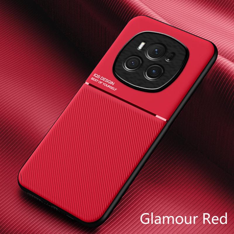 Magnetische PU-Lederhülle für Honor Magic 6 Pro Rückseite Matte Silikon Vollschutz Handyhülle für Honor Magic6 Pro 5G 6Pro