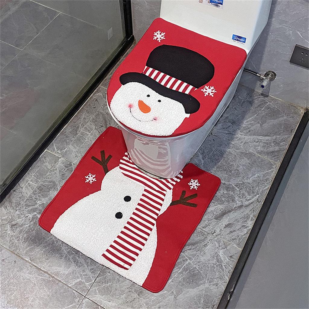 Christmas Toilet Seat Cover Decorations, Toilet Seat Cover Set, Santa Claus Toilet Seat Cover For Christmas Decorations