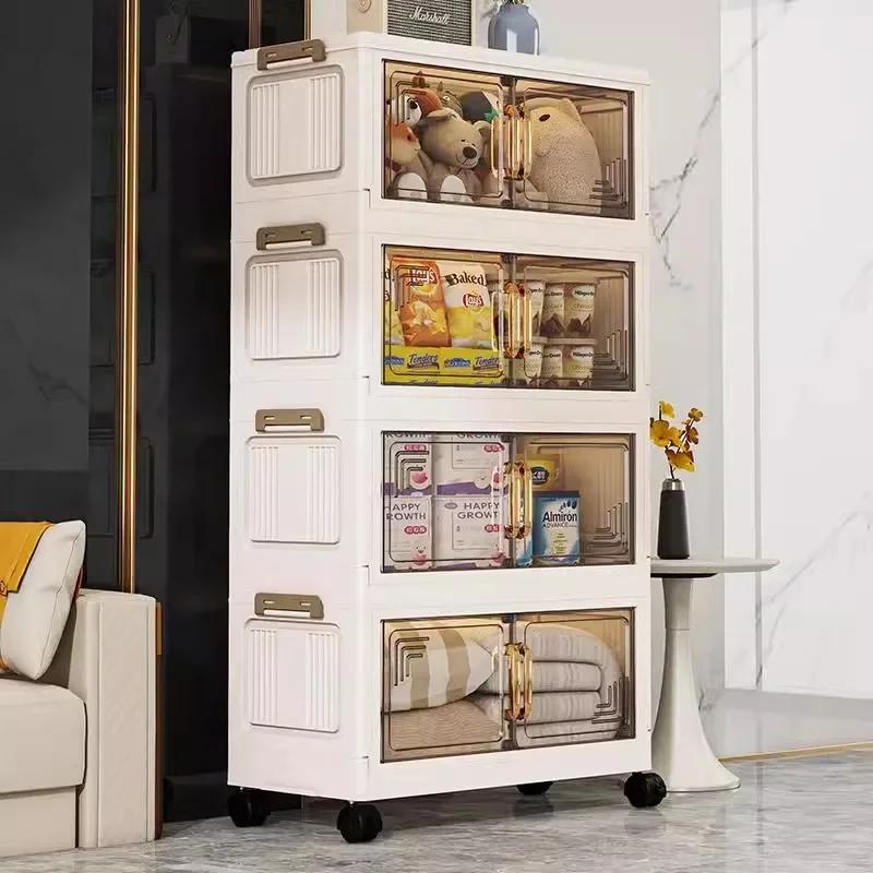 45/55/65cm Length Multifunction Folding Storage Cabinet Sundries Cabinet Large Capacity Dustproof Wardrobe Locker