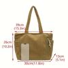 Casual Corduroy Handbag with Zipper Closure Lightweight Large Capacity Shoulder Strap Solid Color Daily Tote Bag for Women