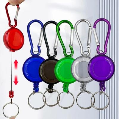 Porte-clés rétractable avec enrouleur de cordon en acier et fermoir à ressort, porte-clés en câble métallique, porte-carte d'identité, sportif, outils multiples