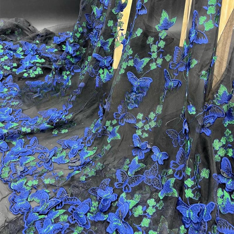 3D Hand-embroidered Cloth for Wedding Fabric Butterfly Embroidery Fabric DIY  for Dress Water-soluble Mesh Embroidery Lace