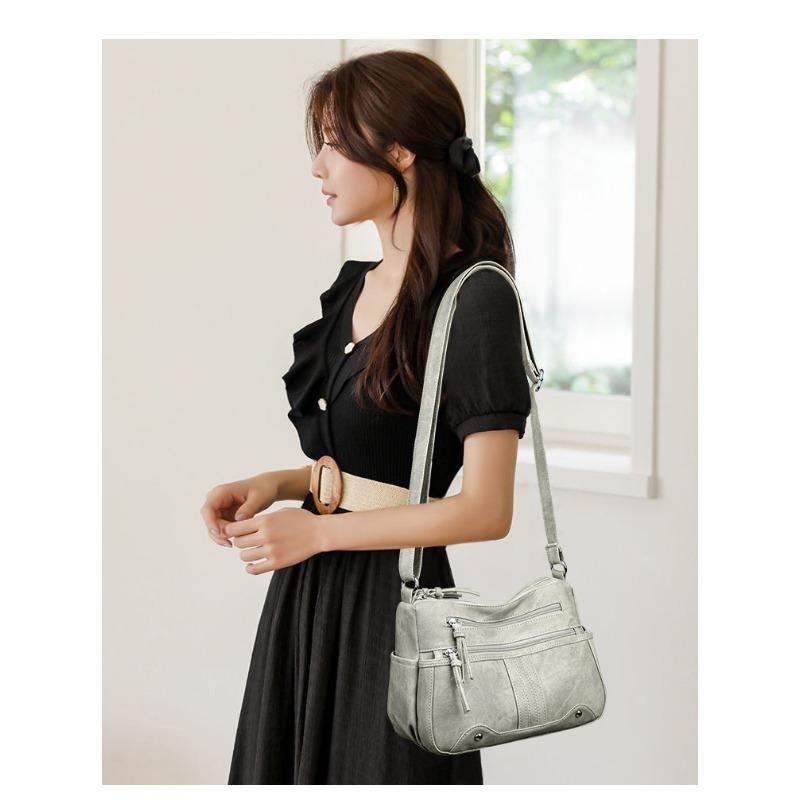 Damen Leichte Umhängetasche mit Mehreren Fächern & Verstellbarem Riemen Lässige Schultertasche