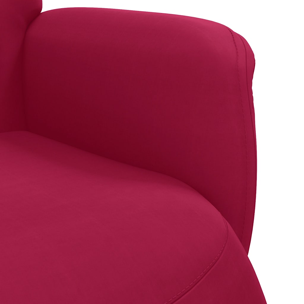 Recliner Chair with Footrest Burgundy Velvet