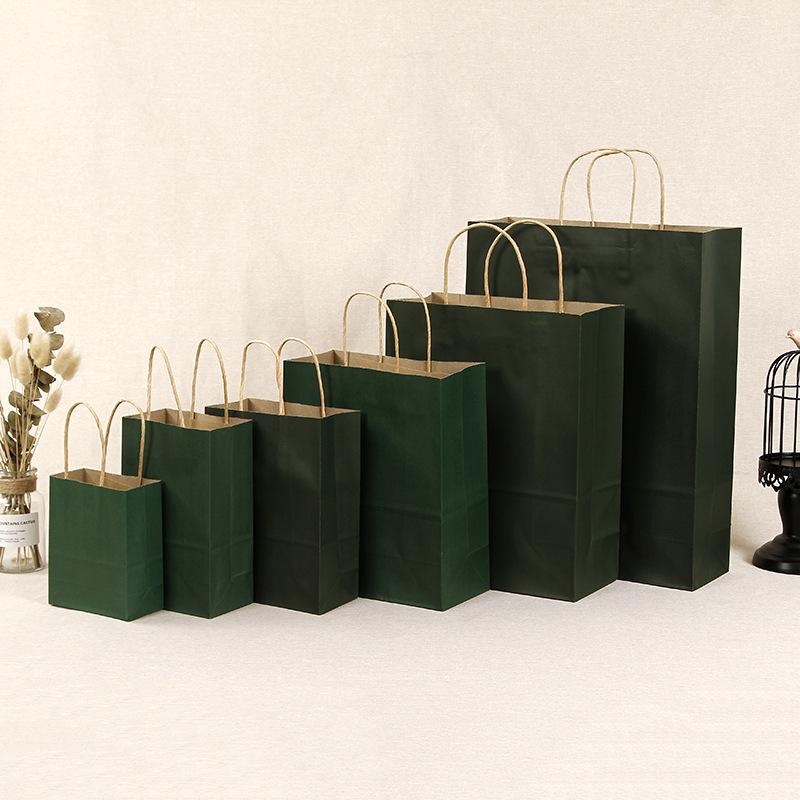 Spot Multi-color Kraft Paper Bag with Handles for Advertising, Gift Packaging, and Shopping, with Custom Printed Logo