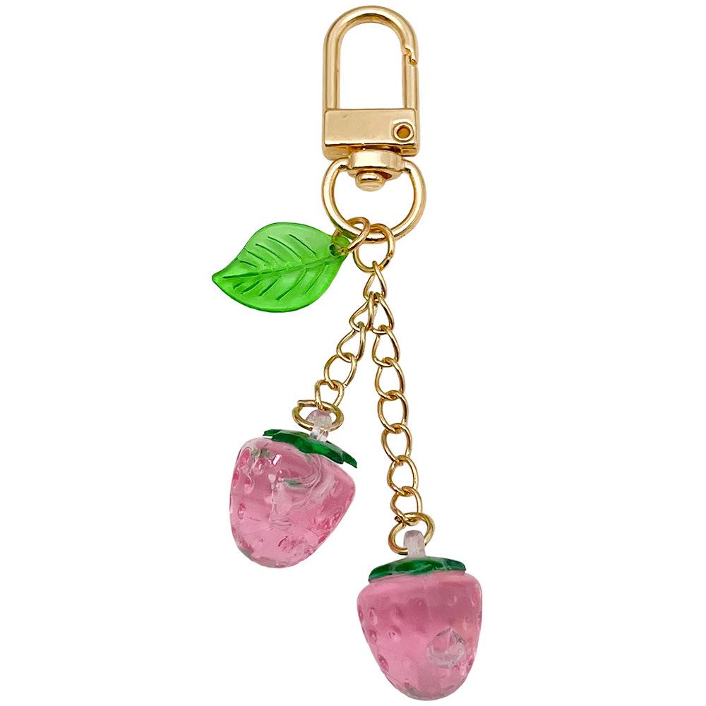 3D Strawberry Keychain: Fashionable Resin Fruit Bag & Car Ornament for Women