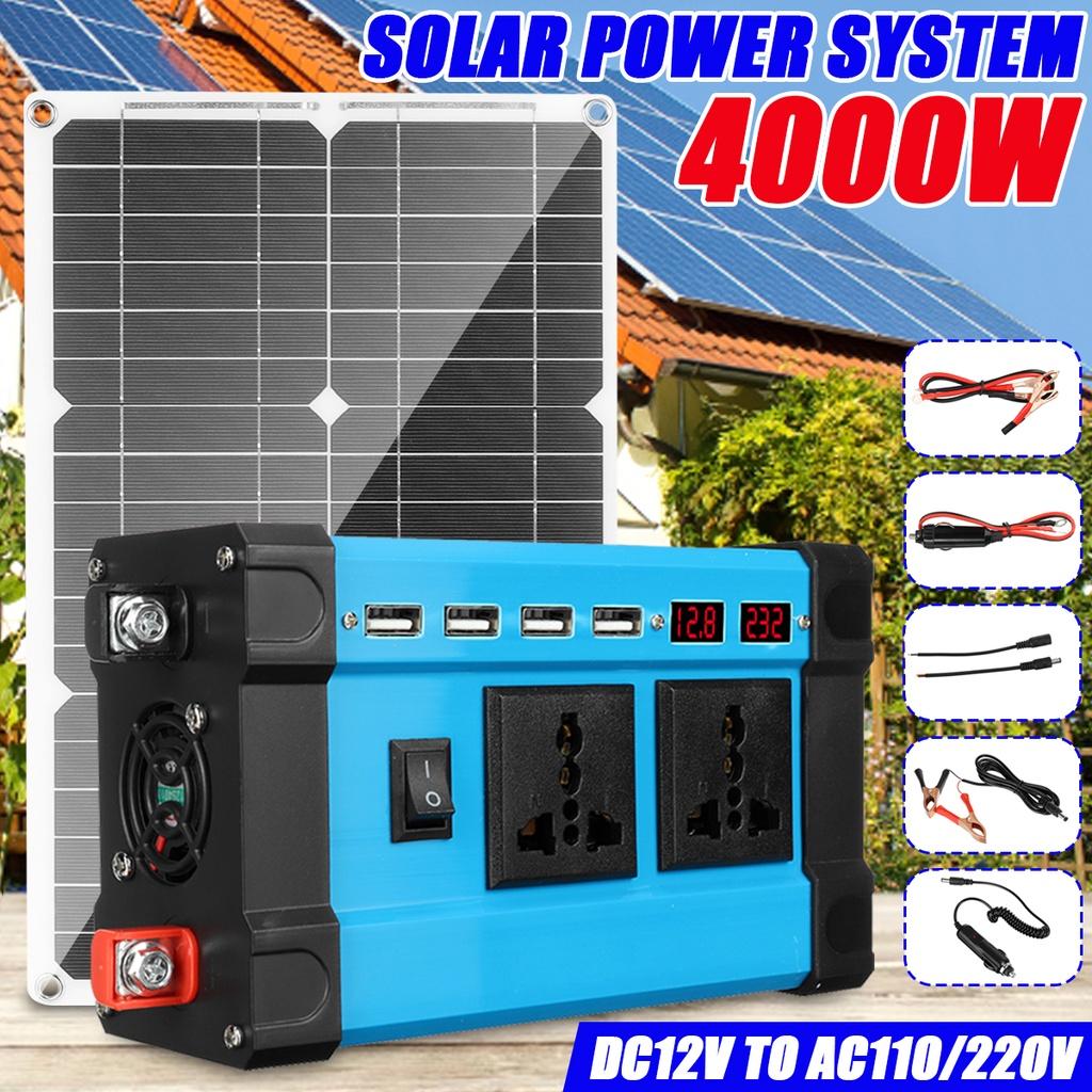 4000W Solar Panel Transformer  Modified Sine Wave Solar Power Inverters+18W Car Adapter Charging Converter DC 12V To AC 110V/220V